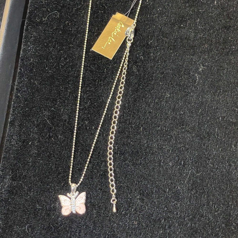Cookie Lee Pink Butterfly Necklace